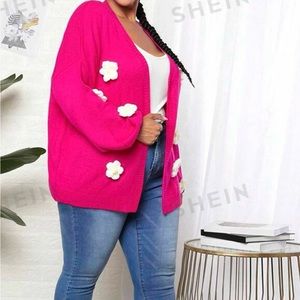 Hot pink SHEIN cardigan with flowers. Only worn a few times. It’s a 5XL(US22).